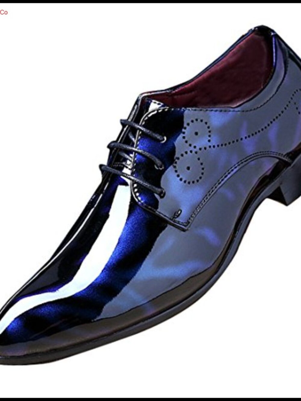 Men's Pointed Toe Oxford Dress Shoe Floral Patent Leather Lace Up Formal